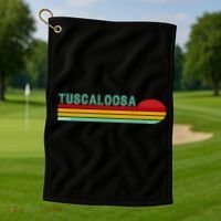 Tuscaloosa Alabama Retro Sunset Golf Towel thumb 1