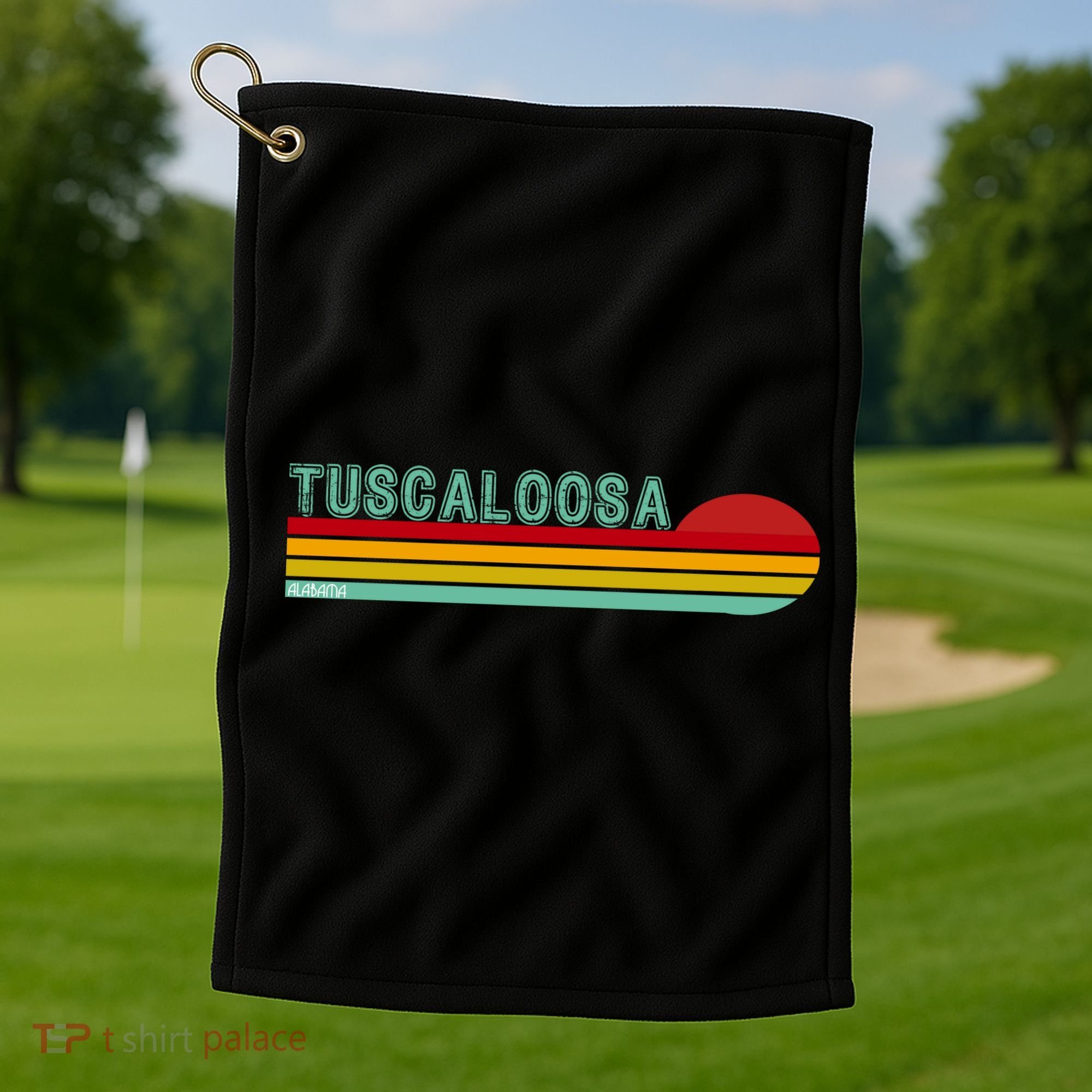 Tuscaloosa Alabama Retro Sunset Golf Towel