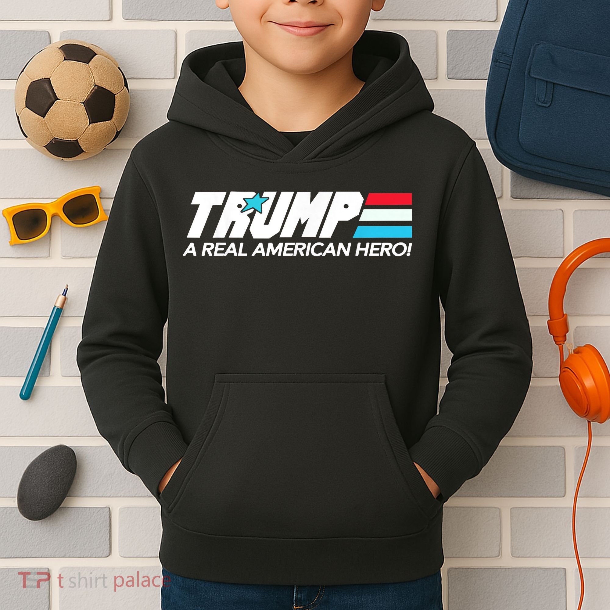 Trump A Real American Hero Kids Hoodie