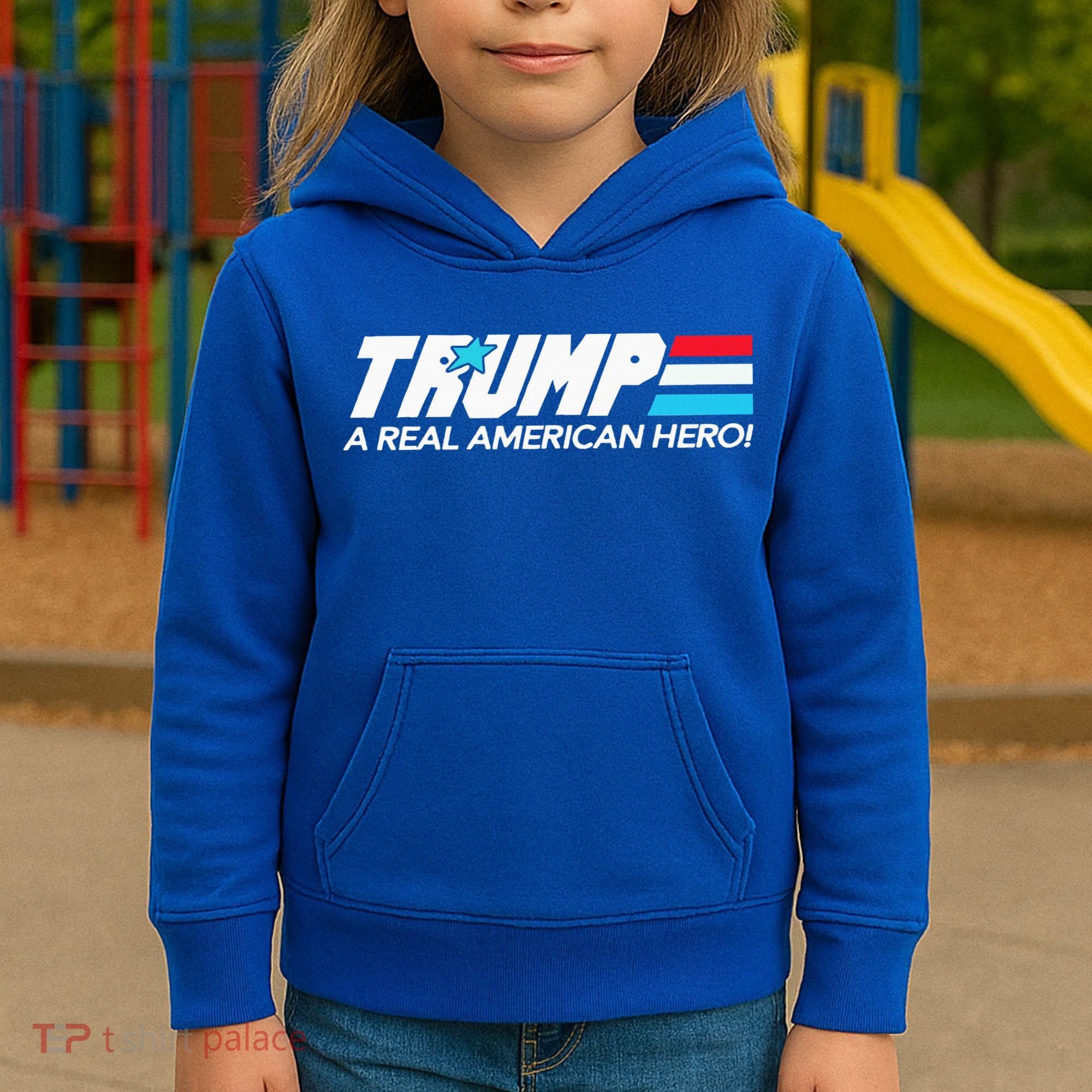 Trump A Real American Hero Kids Hoodie