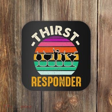 Thirst A Responder Funny Bartender Barman Barkeeper Barista Coaster