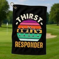 Thirst A Responder Funny Bartender Barman Barkeeper Barista Golf Towel thumb 1