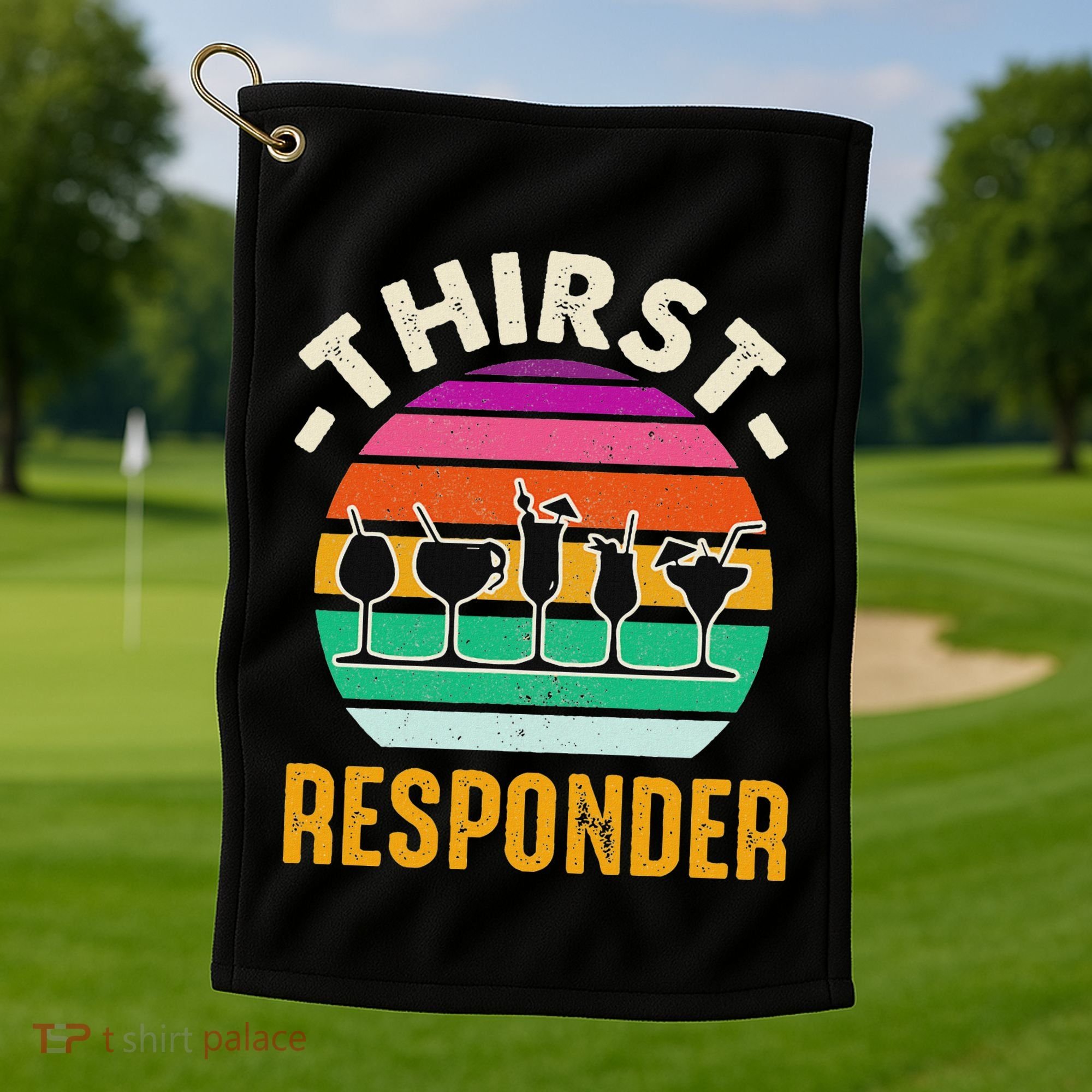 Thirst A Responder Funny Bartender Barman Barkeeper Barista Golf Towel