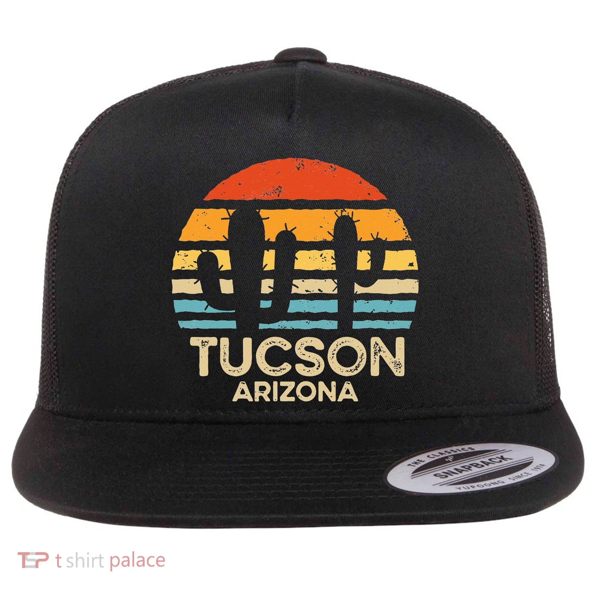 Tucson Arizona Retro Sunset Flat Bill Trucker Hat