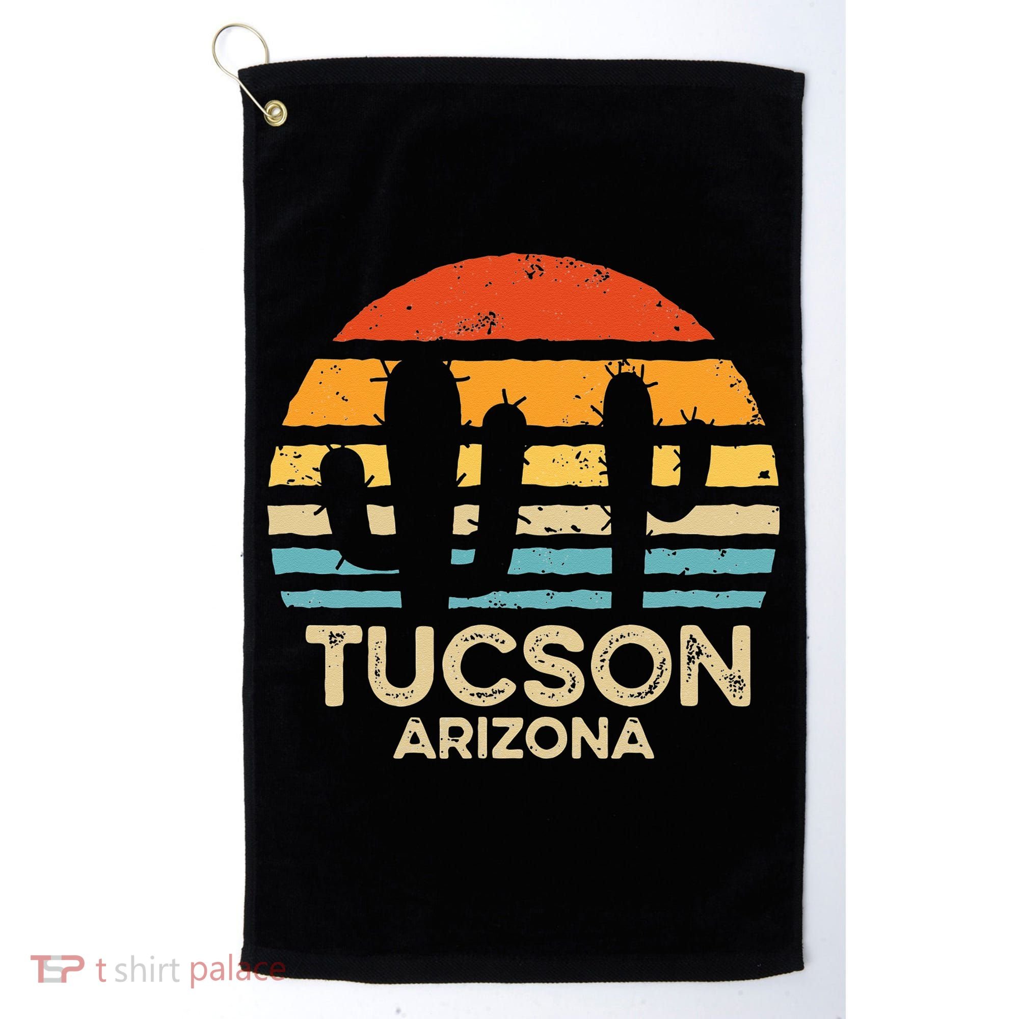 Tucson Arizona Retro Sunset Golf Towel