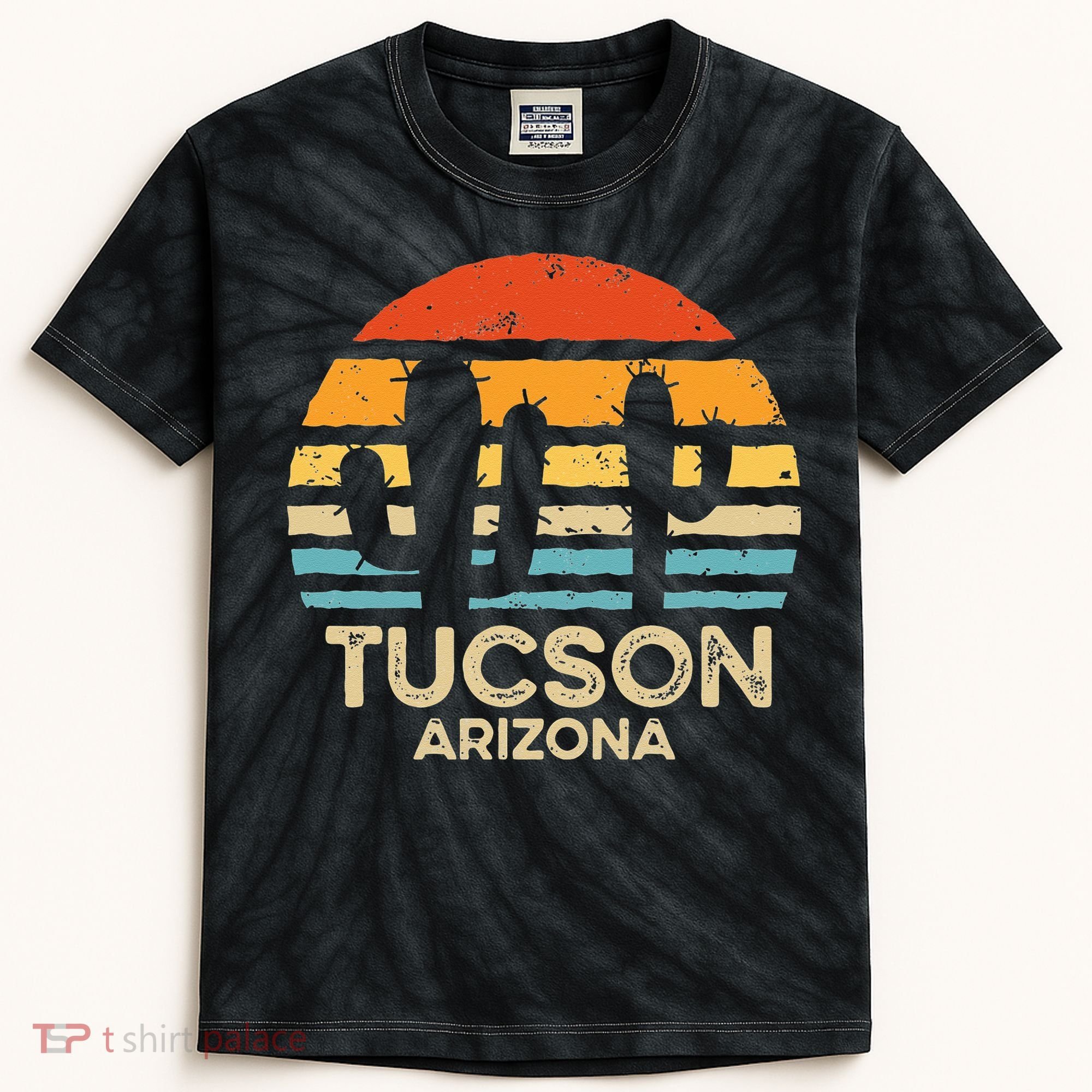 Tucson Arizona Retro Sunset Kids Tie-Dye T-Shirt