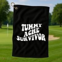 Tummy Ache Survivor Retro Golf Towel thumb 1