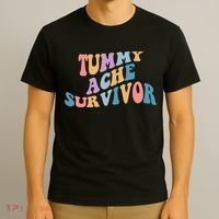 Tummy Ache Survivor Colorful Retro T-Shirt thumb 3