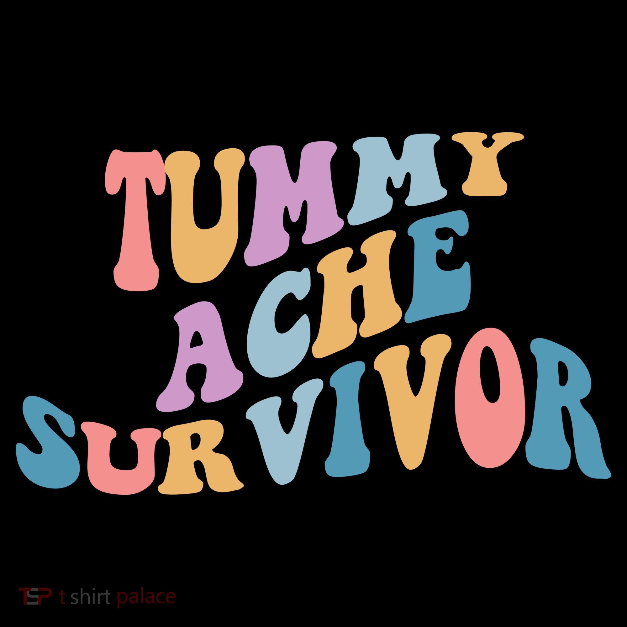 Tummy Ache Survivor Colorful Retro T-Shirt