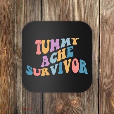 Tummy Ache Survivor Colorful Retro Coaster