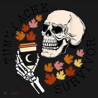 Tummy Ache Survivor Funny Skeleton Drinking Coffee In Autumn Fall Season Tote Bag thumb 4