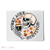 Tummy Ache Survivor Funny Skeleton Drinking Coffee In Autumn Fall Season Mousepad thumb 0