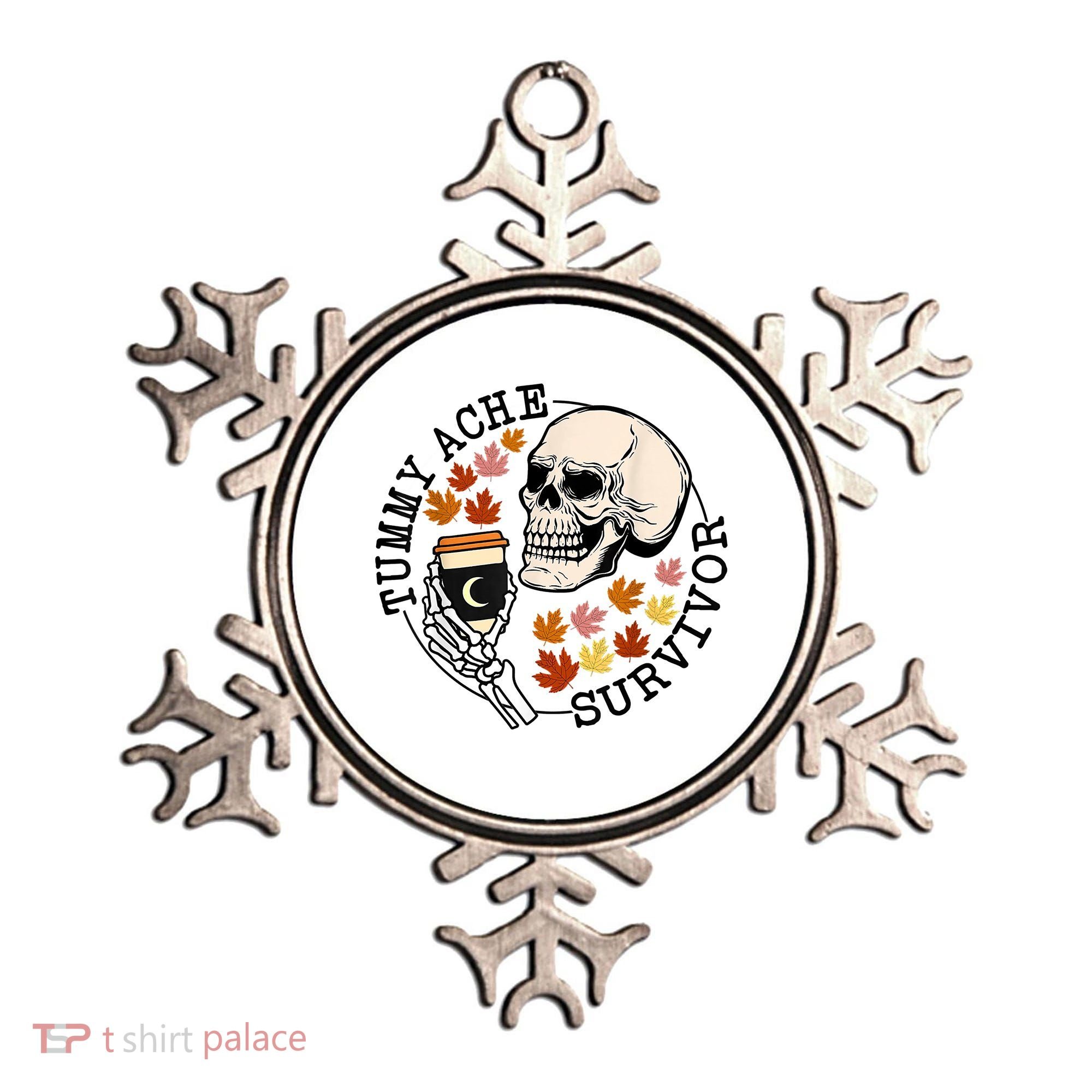 Tummy Ache Survivor Funny Skeleton Drinking Coffee In Autumn Fall Season Ornament