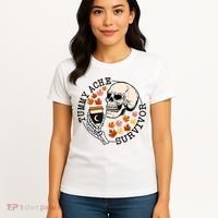 Tummy Ache Survivor Funny Skeleton Drinking Coffee In Autumn Fall Season Women's T-Shirt thumb 4