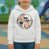 Tummy Ache Survivor Funny Skeleton Drinking Coffee In Autumn Fall Season Kids Hoodie thumb 3