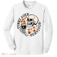 Tummy Ache Survivor Funny Skeleton Drinking Coffee In Autumn Fall Season Kids Long Sleeve Shirt thumb 0