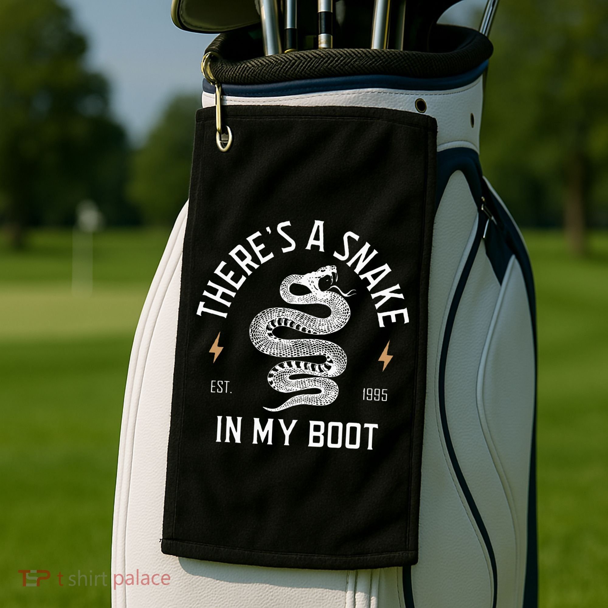 ThereS A Snake In My Boot Est 1995 Meme Funny Snake Golf Towel