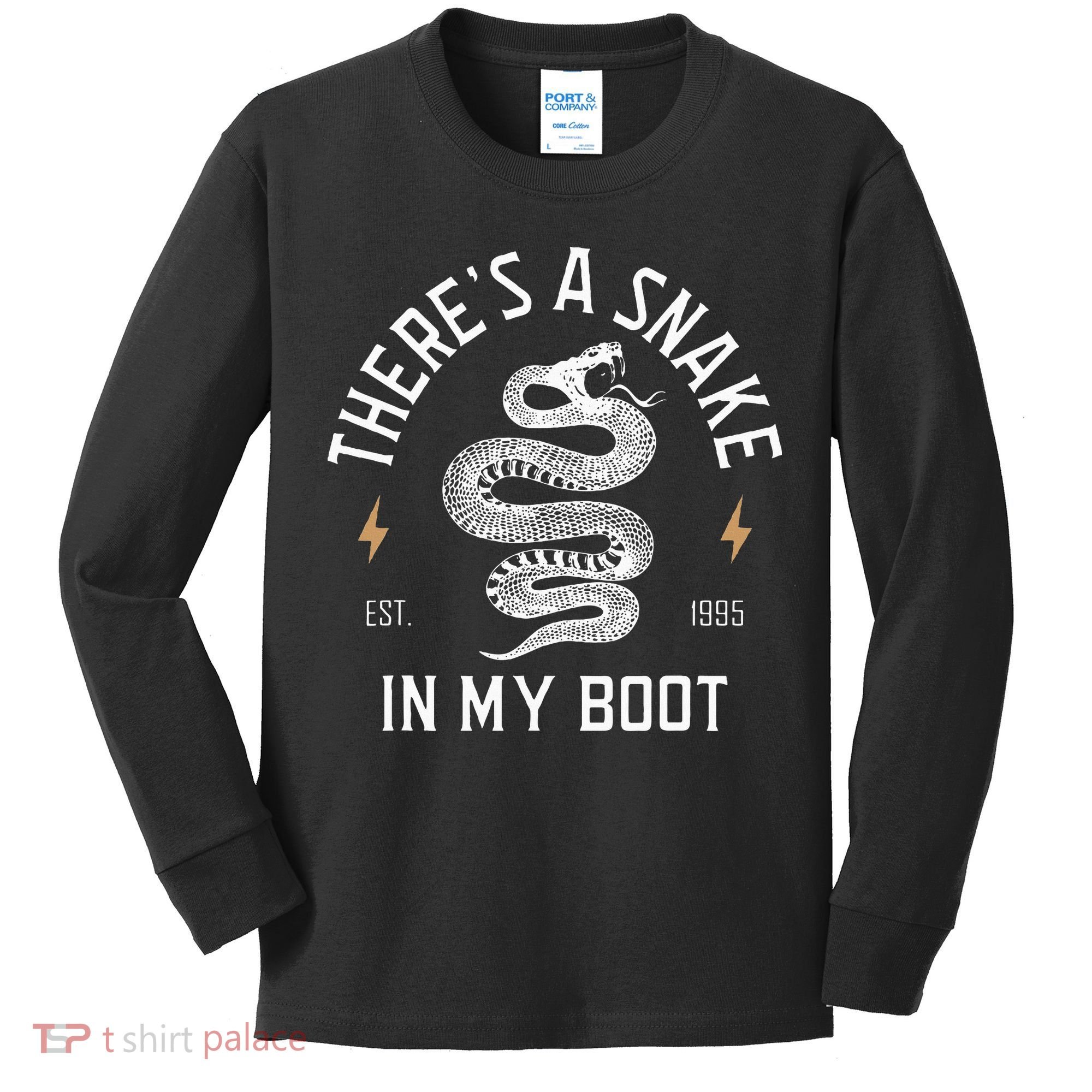 ThereS A Snake In My Boot Est 1995 Meme Funny Snake Kids Long Sleeve Shirt