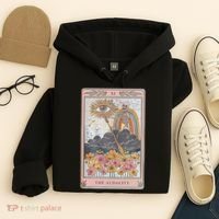 The Audacity Skeleton Tarot Card Sun Eye Aesthetic Hoodie thumb 4