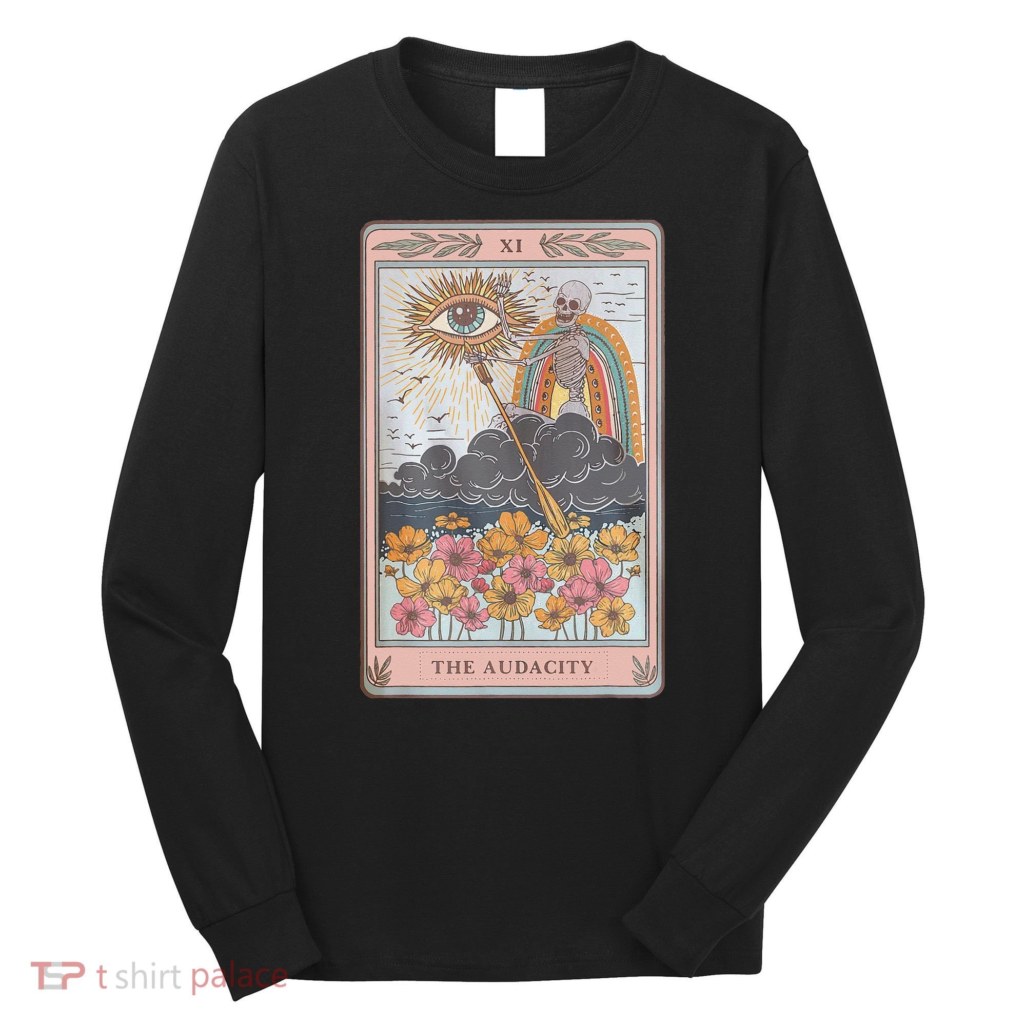 The Audacity Skeleton Tarot Card Sun Eye Aesthetic Long Sleeve Shirt