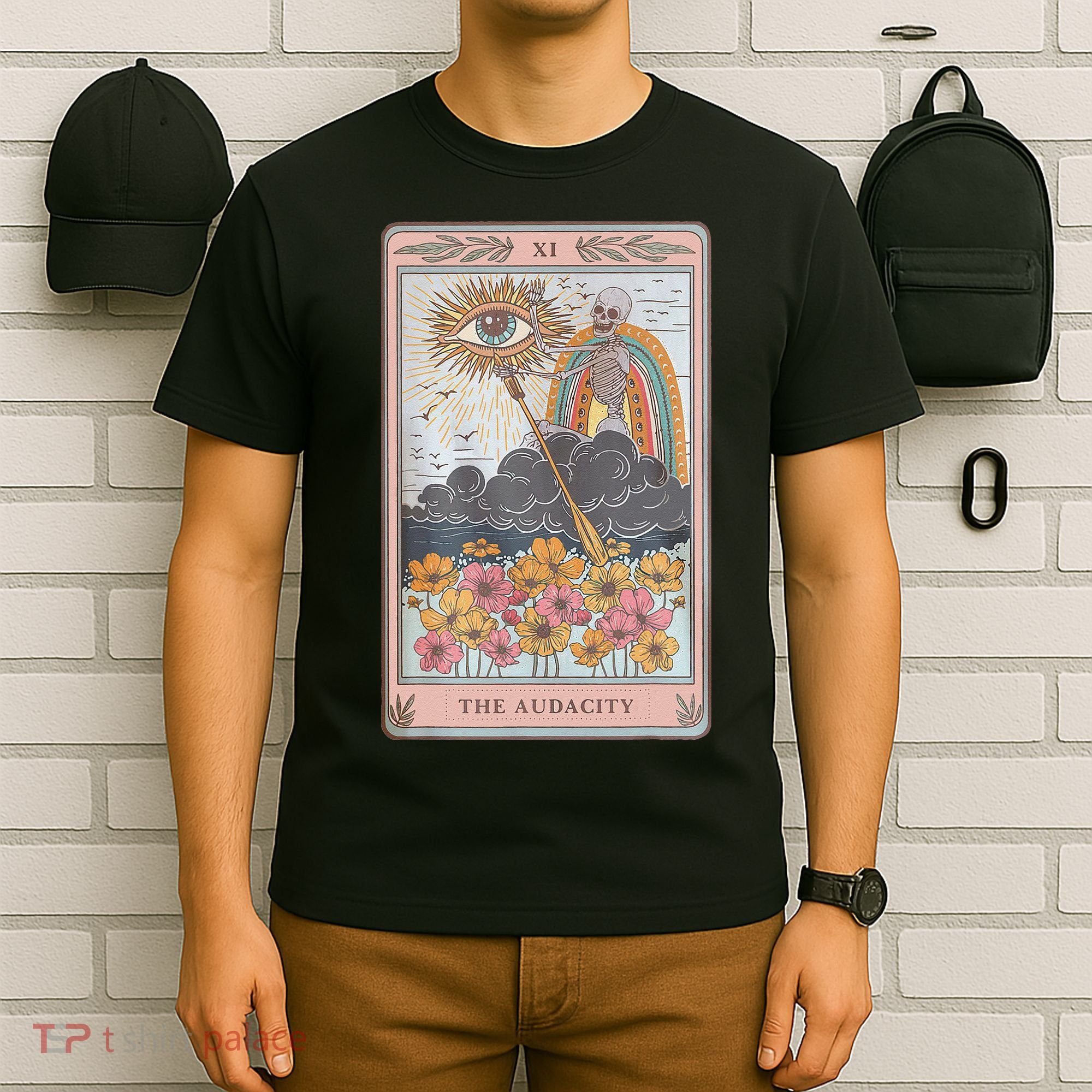 The Audacity Skeleton Tarot Card Sun Eye Aesthetic T-Shirt