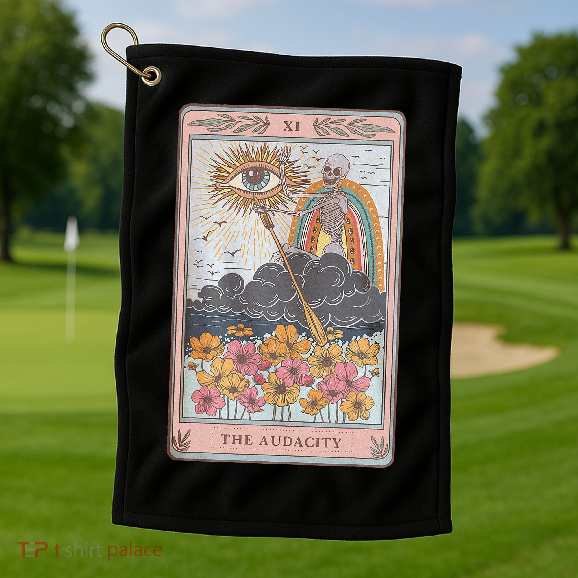 The Audacity Skeleton Tarot Card Sun Eye Aesthetic Golf Towel
