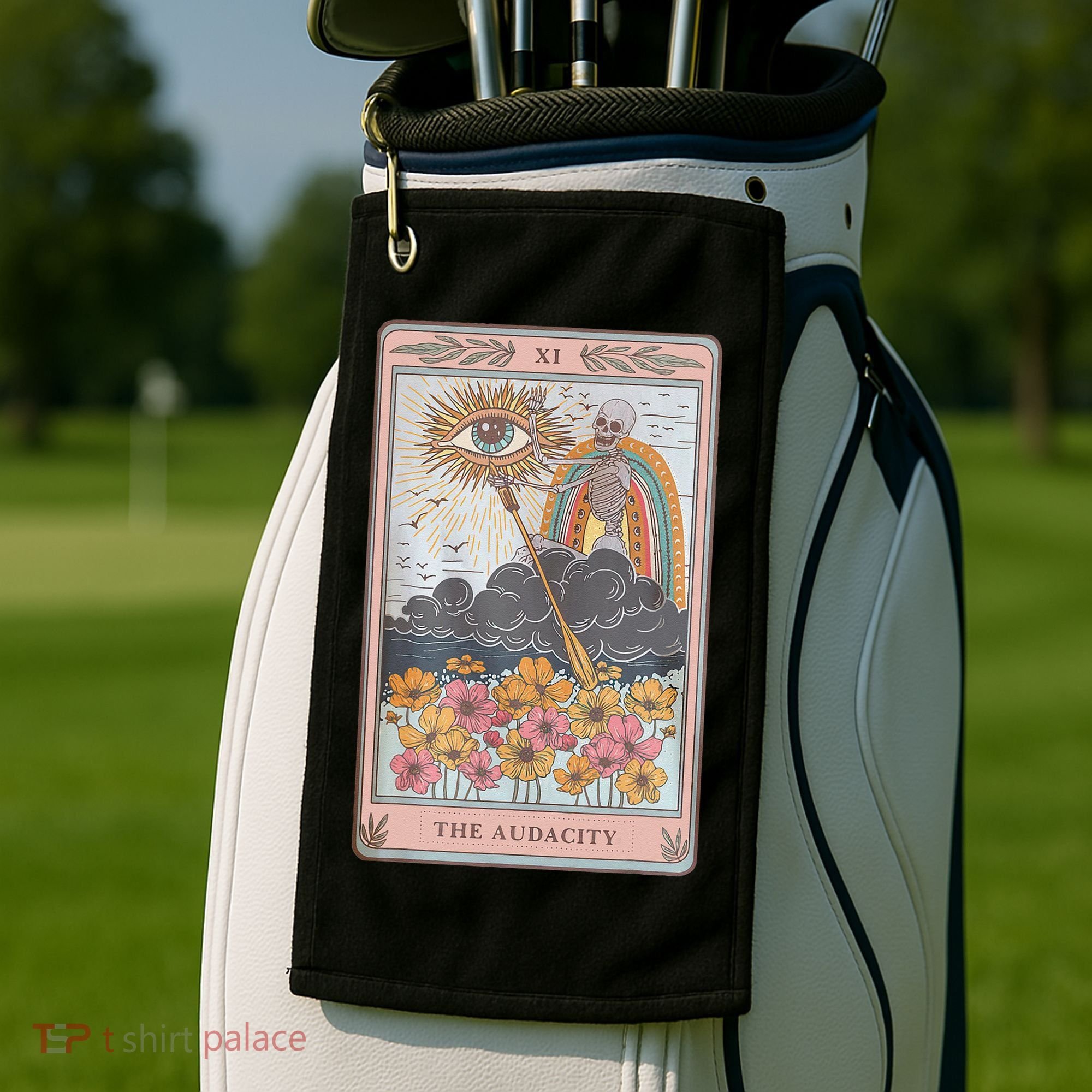 The Audacity Skeleton Tarot Card Sun Eye Aesthetic Golf Towel
