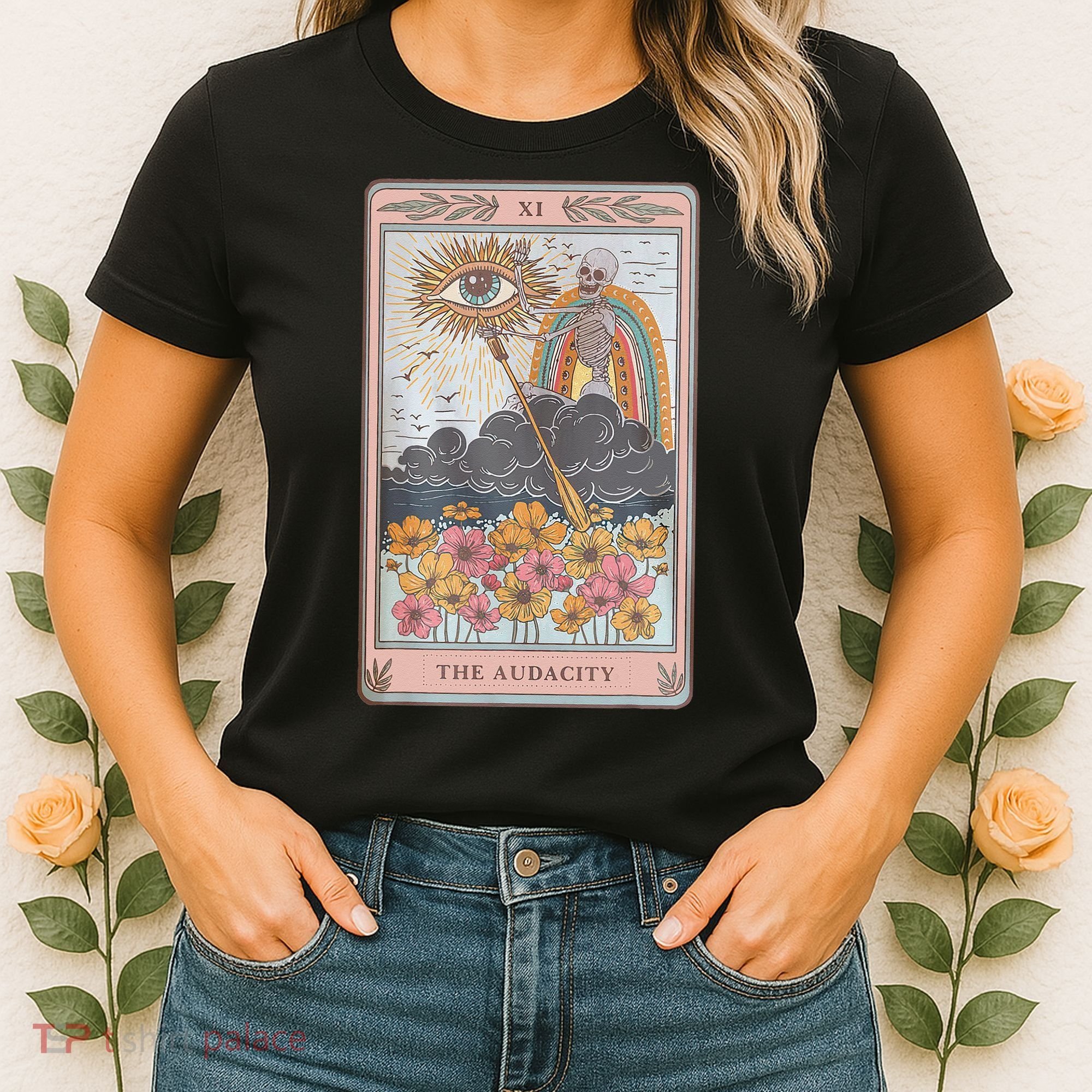The Audacity Skeleton Tarot Card Sun Eye Aesthetic Women's T-Shirt