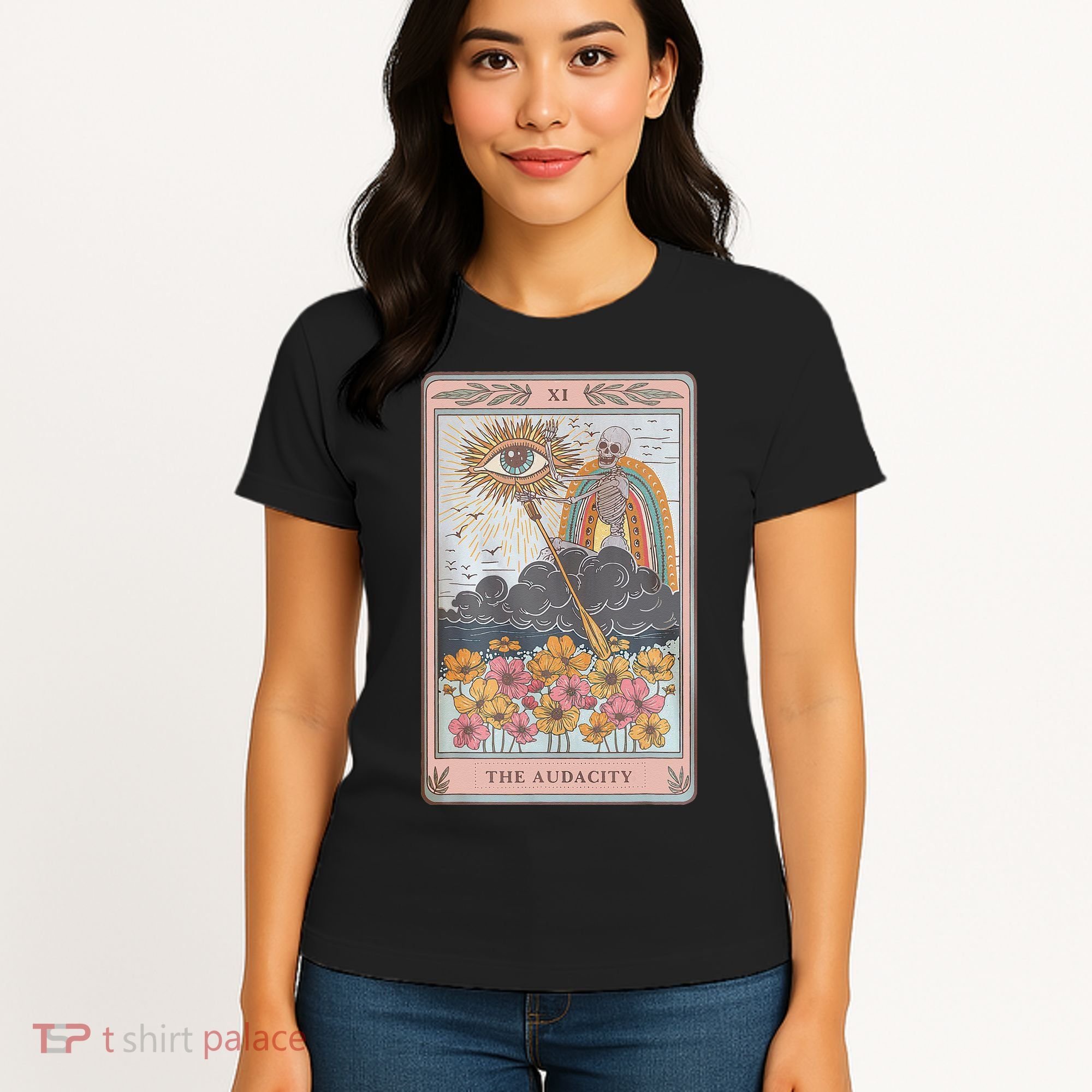 The Audacity Skeleton Tarot Card Sun Eye Aesthetic Women's T-Shirt