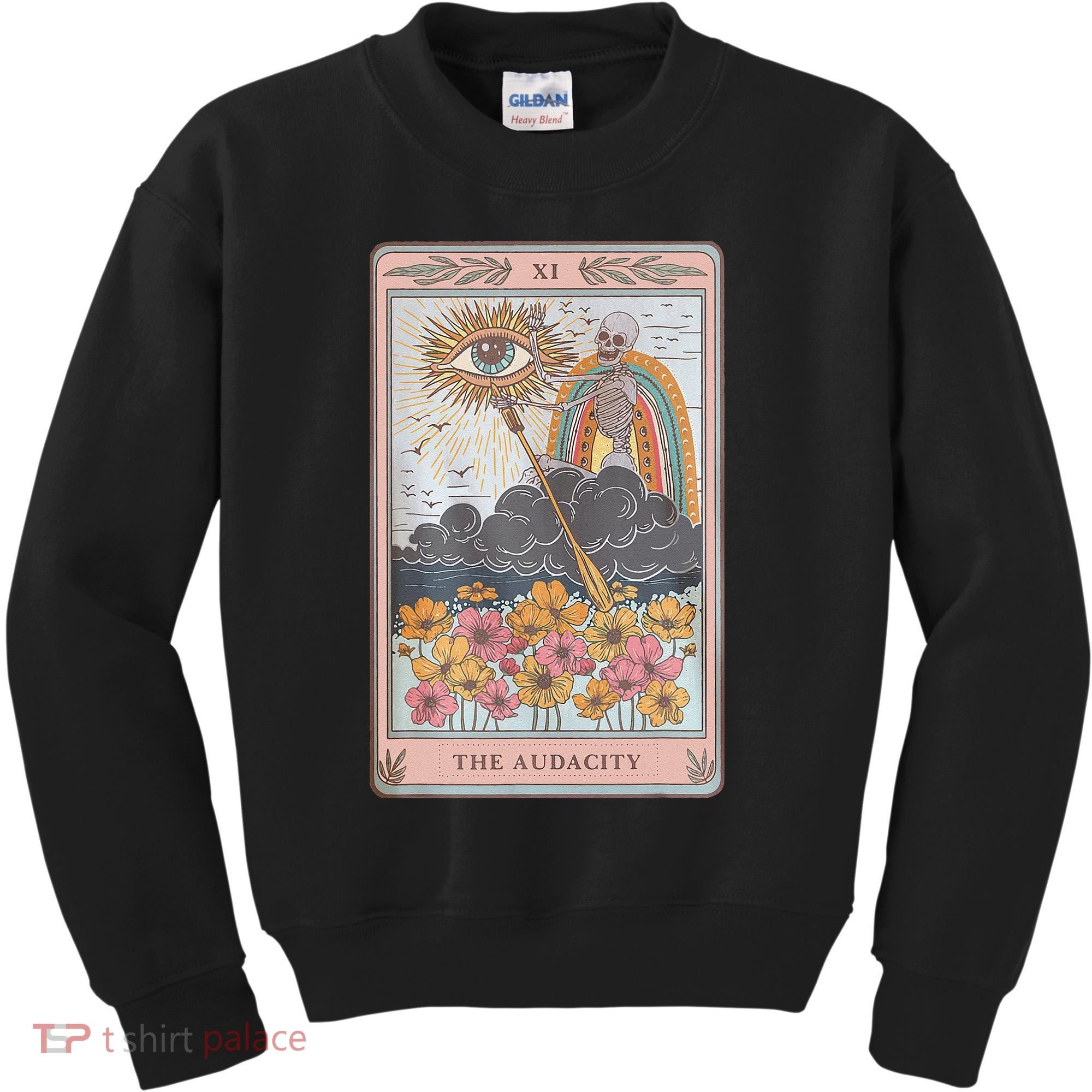The Audacity Skeleton Tarot Card Sun Eye Aesthetic Kids Sweatshirt