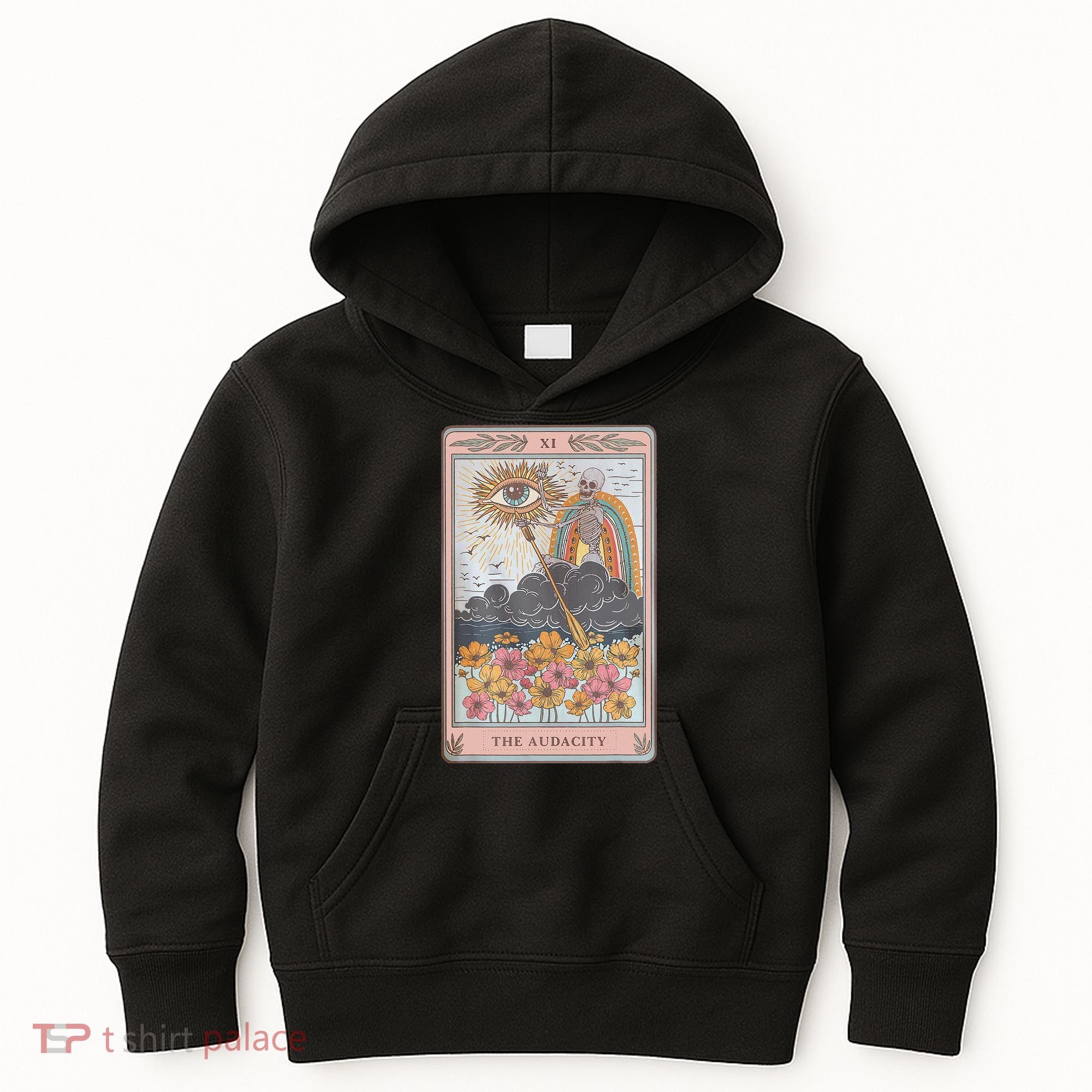 The Audacity Skeleton Tarot Card Sun Eye Aesthetic Kids Hoodie