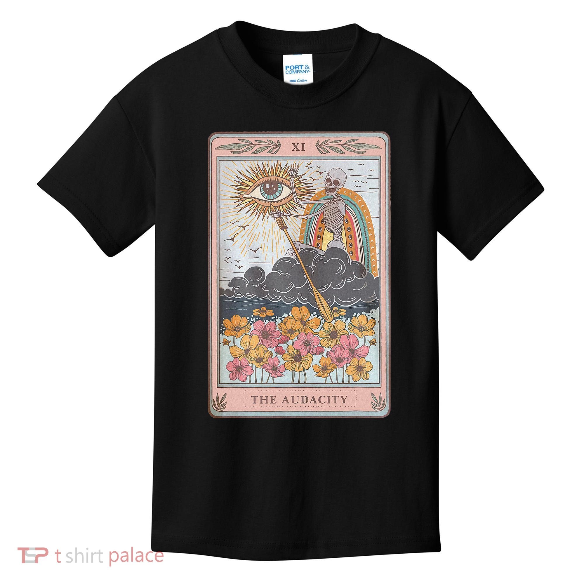The Audacity Skeleton Tarot Card Sun Eye Aesthetic Kids T-Shirt