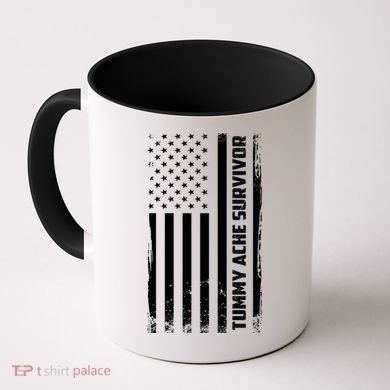 Tummy Ache Survivor American Flag Funny Coffee Mug