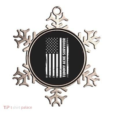 Tummy Ache Survivor American Flag Funny Ornament