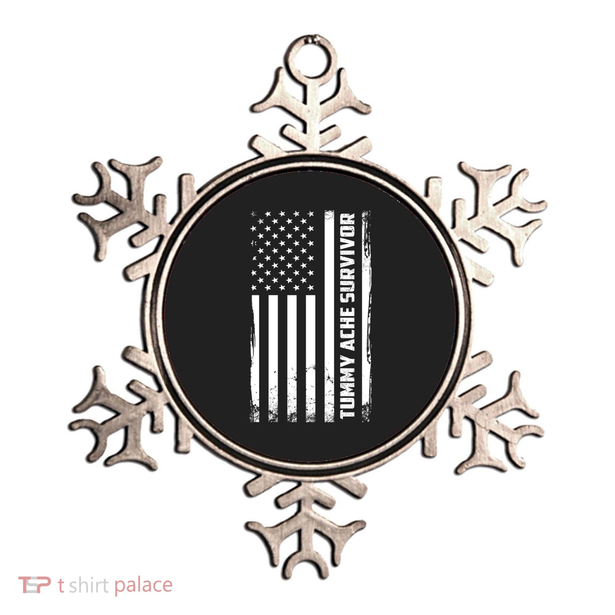 Tummy Ache Survivor American Flag Funny Ornament