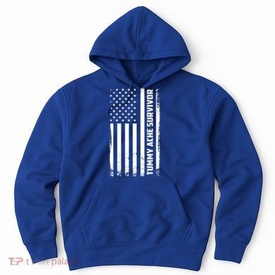 Tummy Ache Survivor American Flag Funny Hoodie