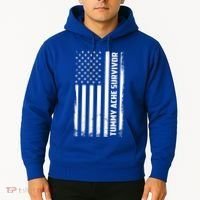 Tummy Ache Survivor American Flag Funny Hoodie thumb 2