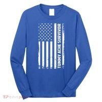 Tummy Ache Survivor American Flag Funny Long Sleeve Shirt thumb 0