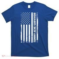 Tummy Ache Survivor American Flag Funny T-Shirt thumb 0