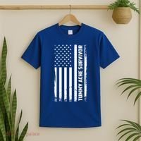 Tummy Ache Survivor American Flag Funny T-Shirt thumb 2