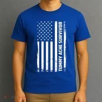 Tummy Ache Survivor American Flag Funny T-Shirt thumb 3