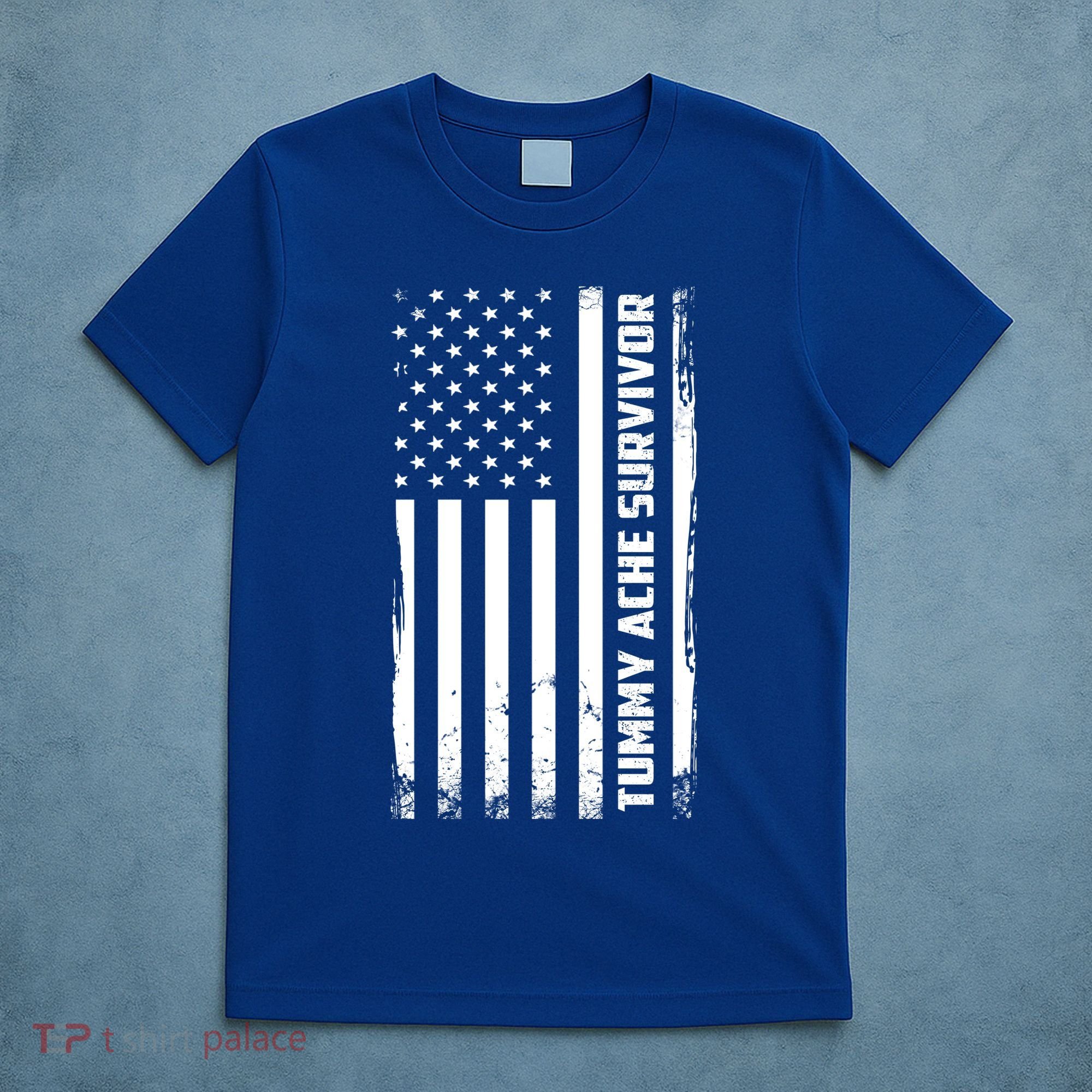 Tummy Ache Survivor American Flag Funny T-Shirt