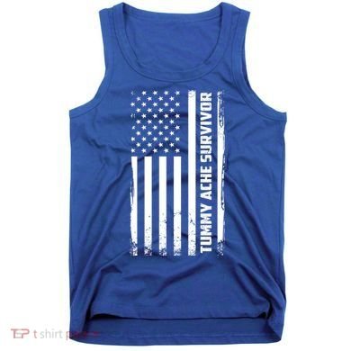 Tummy Ache Survivor American Flag Funny Tank Top