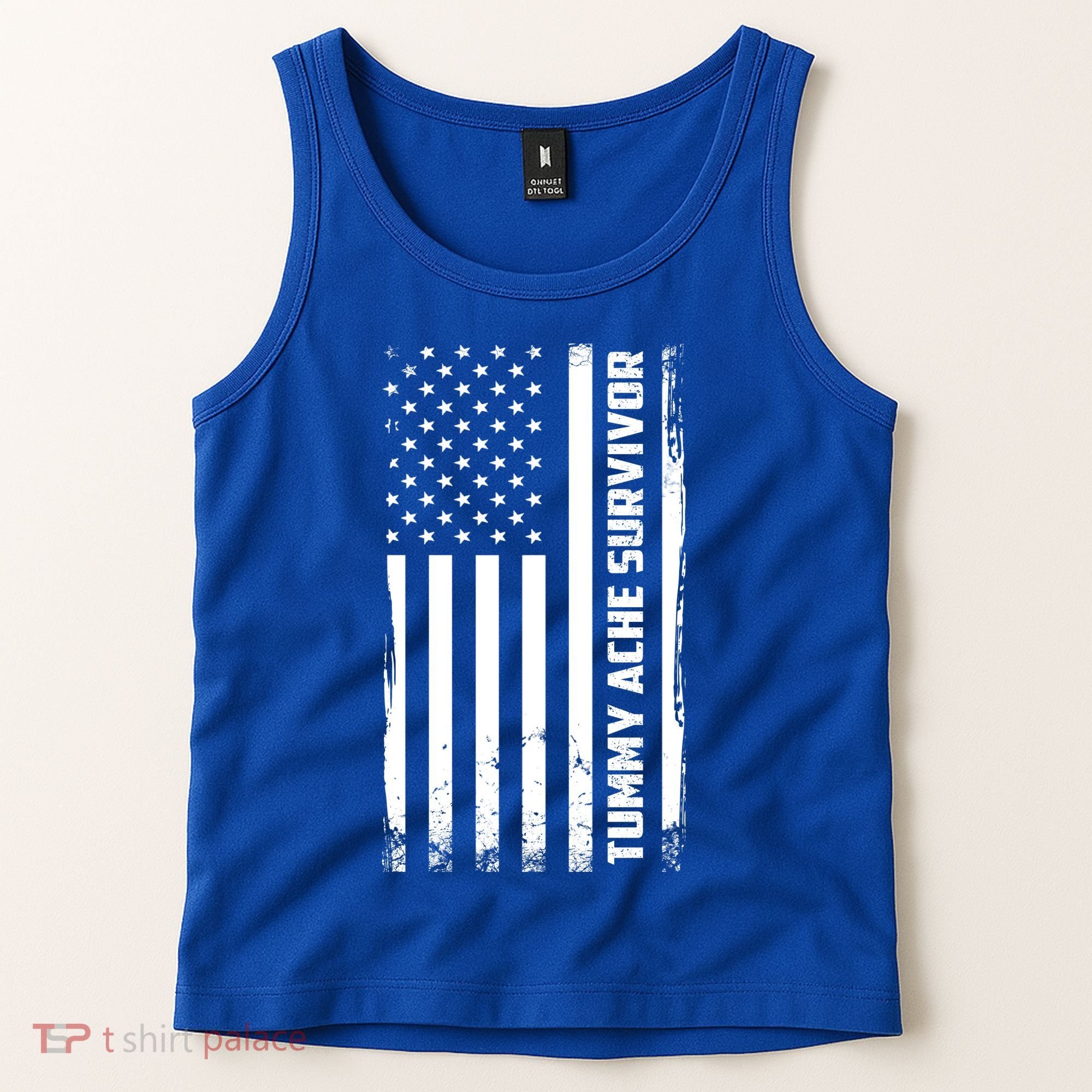 Tummy Ache Survivor American Flag Funny Tank Top