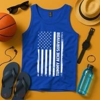 Tummy Ache Survivor American Flag Funny Tank Top thumb 4