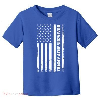 Tummy Ache Survivor American Flag Funny Toddler T-Shirt