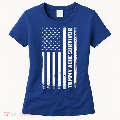 Tummy Ache Survivor American Flag Funny Women's T-Shirt