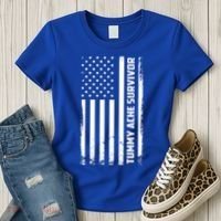 Tummy Ache Survivor American Flag Funny Women's T-Shirt thumb 3