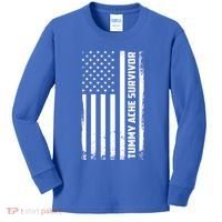 Tummy Ache Survivor American Flag Funny Kids Long Sleeve Shirt thumb 0