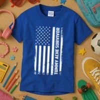 Tummy Ache Survivor American Flag Funny Kids T-Shirt thumb 3